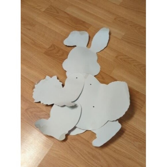 Easter Bunny with Basket Flowers Jointed Die Cut American Greetings Decoration - Picture 8 of 11